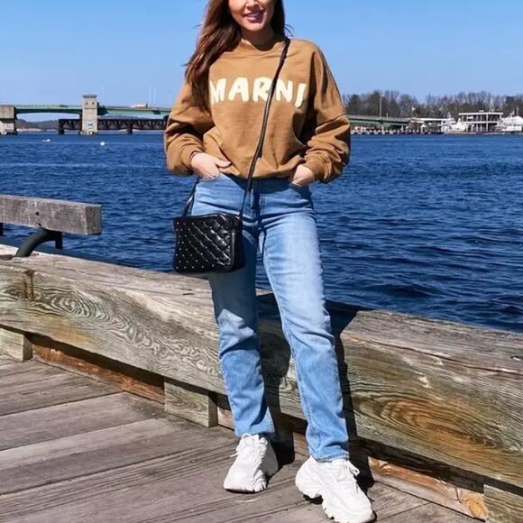 Marni Brown Oversized Logo Sweatshirt Size 12 Weekend Blockette Designer $650 - Picture 11 of 12